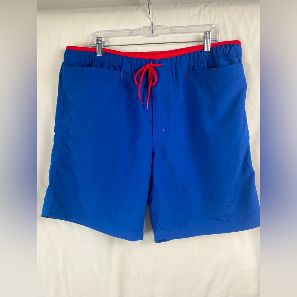 Duluth Trading Swim Trunks Mens XL Blue Red Nylon Board Shorts